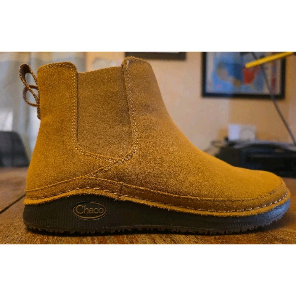 Chaco Paonia Chelsea Boots Womens Sz 7 US Brown Suede Pull On Casual Ankle Wool